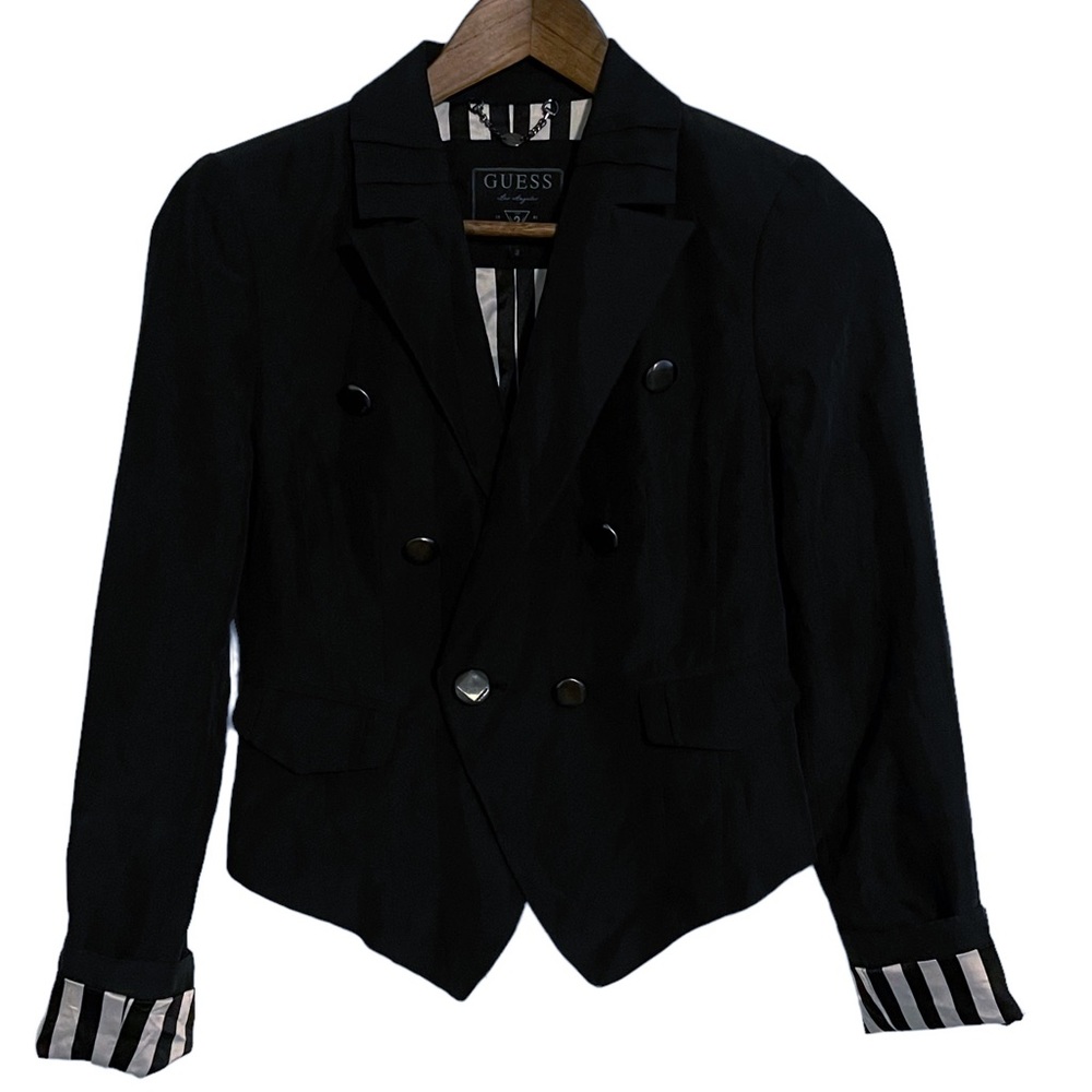 Guess Black Prep Cropped Button Front Blazer Size 2